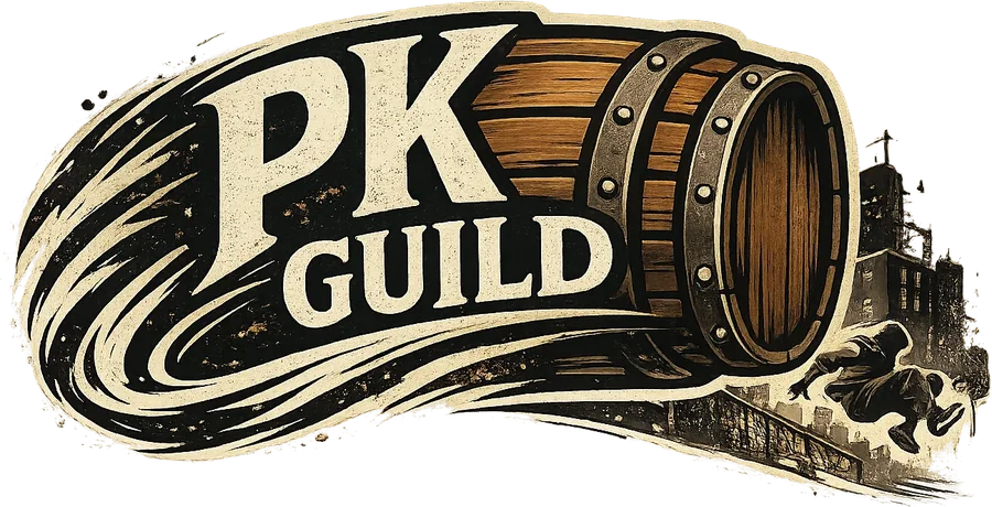 樽から飛び出すPK GUILDのロゴ